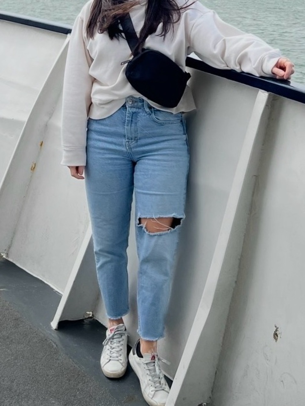 Topshop Washed Light Blue High-Rise Straight Jeans